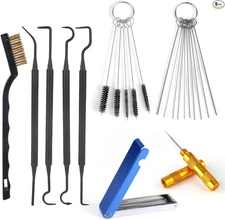 Cleaning Kit, Includes 1 Single Head Brush 23 Needles 5 Nylon Brushes 1 Scra