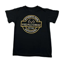 Realtree Shirt Mens Medium Black Hunting Graphic Logo Outdoor Crew Neck