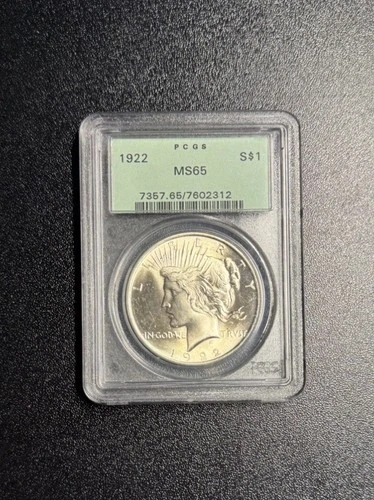 1922 Peace Silver Dollar PCGS MS65 - Gem Uncirculated Certified Coin