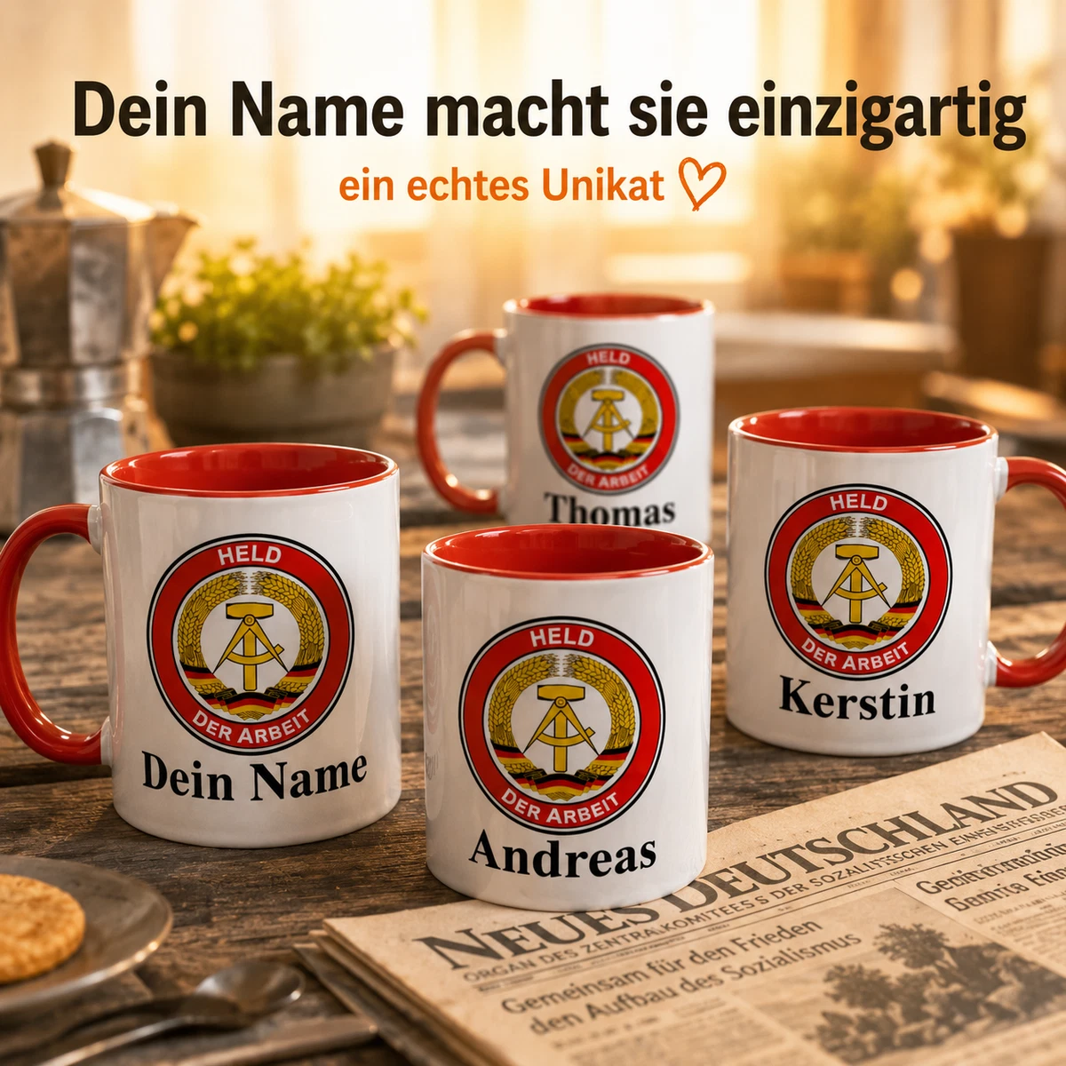 DDR Namenstasse personalisierte Tasse mit Name – Ostalgie Kaffeetasse Geschenk