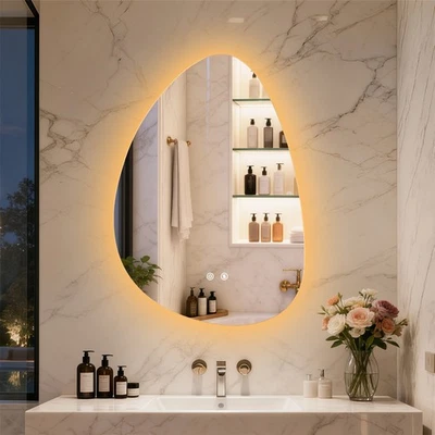 Badspiegel mit Beleuchtung LED Touch Dimmbar Spiegel Oval 55*77 cm Antibeschlag - Bild 1 von 4