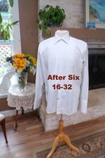 After Six Tuxedo Shirt Men's White 16-32 Tucked Front Needs Studs Cotton Blend