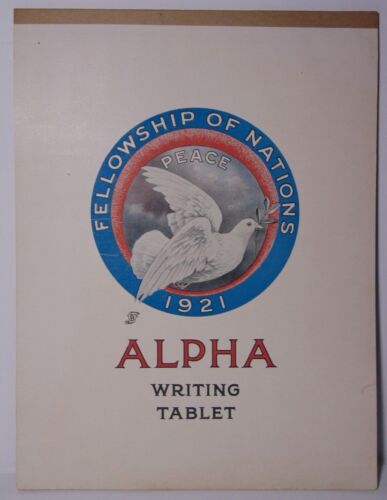 1921 Vtg Peace Dove Fellowship of Nations Alpha Tablet Graphic Advertising Paper - 第 1/11 張圖片