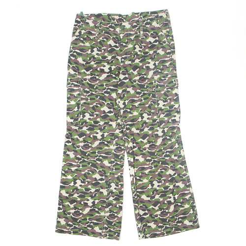 Damen Camouflage Cargo Hose Grün Regular Weites Bein W32 L27