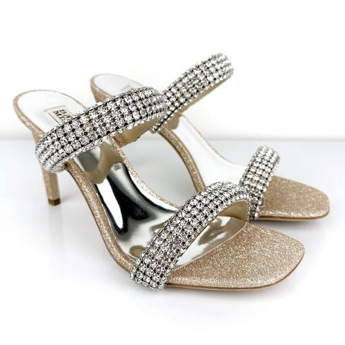 Badgley Mischka Damen-Sandalen Sade mit Schmucksteinen und Doppelbandabsatz goldfarben Größe 8 - Bild 3 von 10
