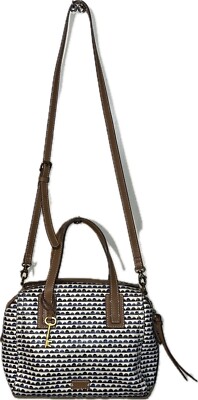 Fossil Emma Satchel White with Blue Print Shoulder/Crossbody Strap