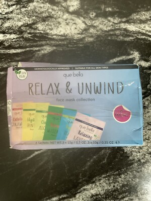 Que Bella Relax and Unwind Face Collection 4 masks