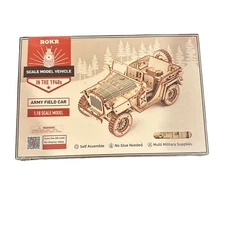 3D Puzzle DIY Wooden Crafts 1:18 Scale Model Army Field Car MC701 369 Pieces