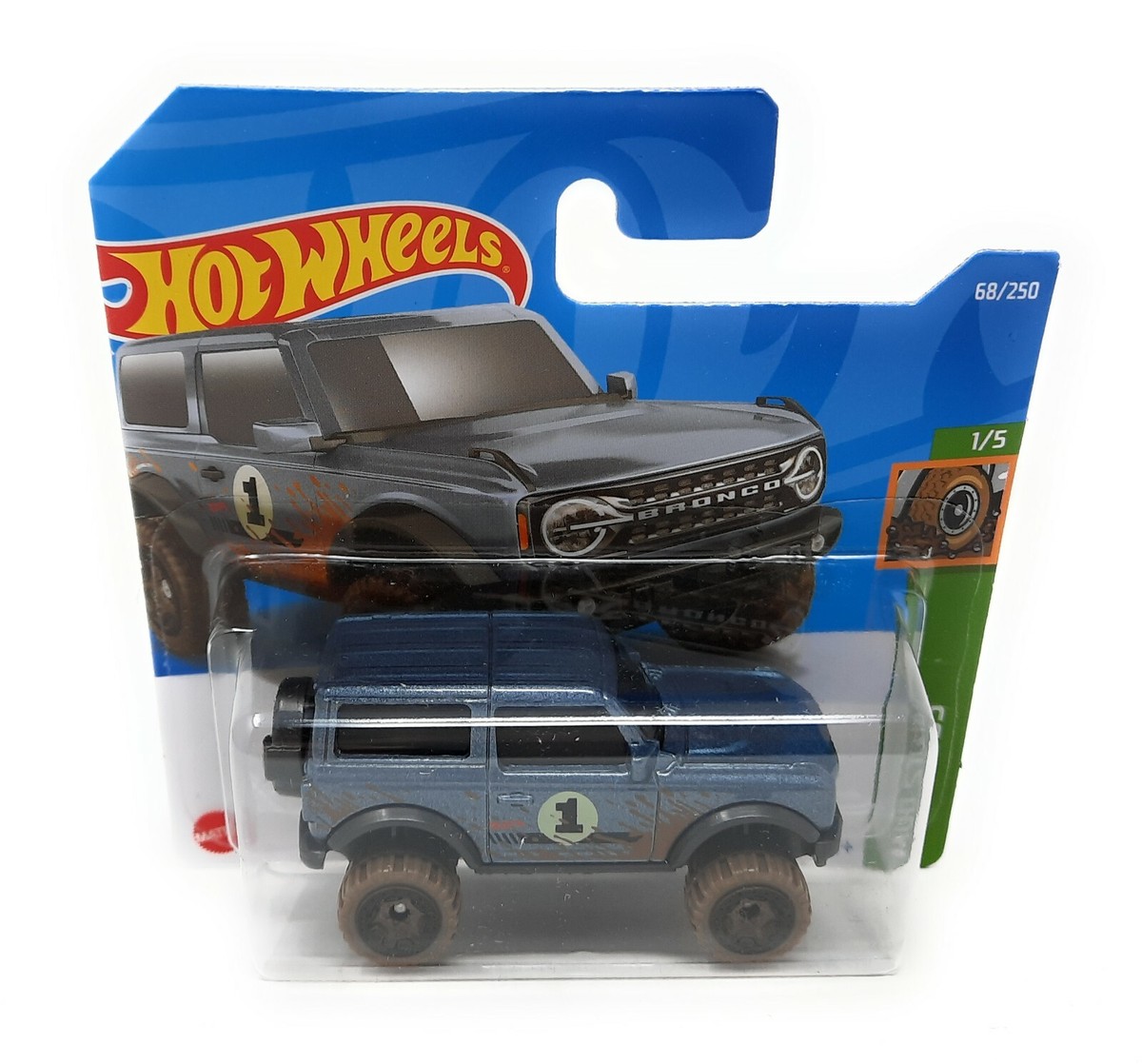 Hot Wheels 68/2022 Ford Bronco 2021 blue HW Mud Studs short card