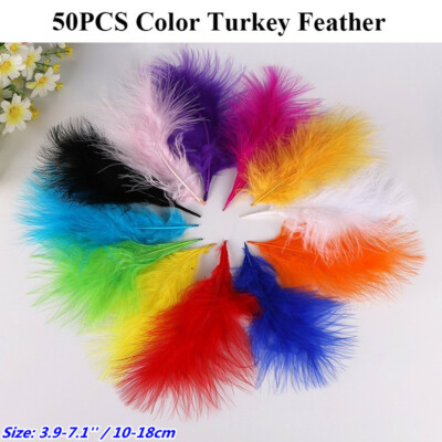50 Stck. Farbe Truthahn Feder Zum Selbermachen Handwerk Kostüm Dekoration Fliege Feder Dekor 10-18 cm