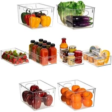 Sorbus Clear Plastic Storage Bins Organizer - 8 Pack Container Set for Fridge