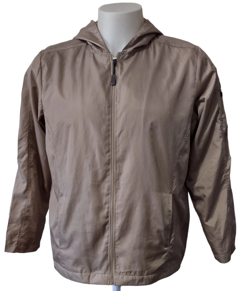 Chaqueta cortavientos Hannah para mujer talla grande con capucha cremallera completa tostada malla forrada # Foto 3 de 4