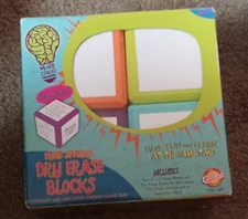 Mind Sparks Dry Erase Blocks, Assorted Colors, 3" x 3", 4 Blocks Per Set, Used.