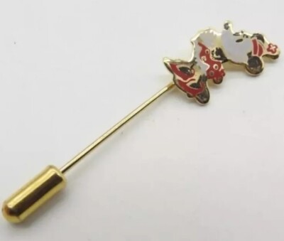 Vintage Minnie Mouse Stick Pin Signed Disney Productions Red White Black Enamel 