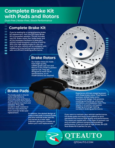 8 Rear 292mm Drilled Brake Rotors-Brake Pad-Wheel Hub For 2008-2013 Nissan Rogue - Picture 8 of 10