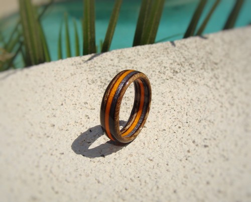 Anello Spectraply marrone antracite arancione ~ anello legno ~ uomo o donna ~ fatto a mano - Foto 5 di 5