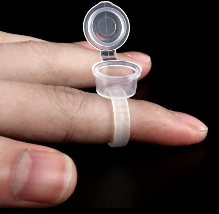 100Pcs Pigment Tattoo Ink Cup Ring Holder Permanent Microblading Eyebrow Makeup - product detail image 4