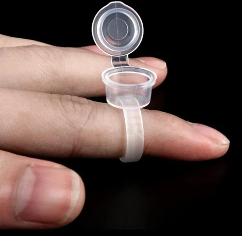 100Pcs Pigment Tattoo Ink Cup Ring Holder Permanent Microblading Eyebrow Makeup image 4