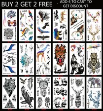 Flowers Butterfly Tigers Eagles Waterproof Body Temporary Tattoos Stickers USA