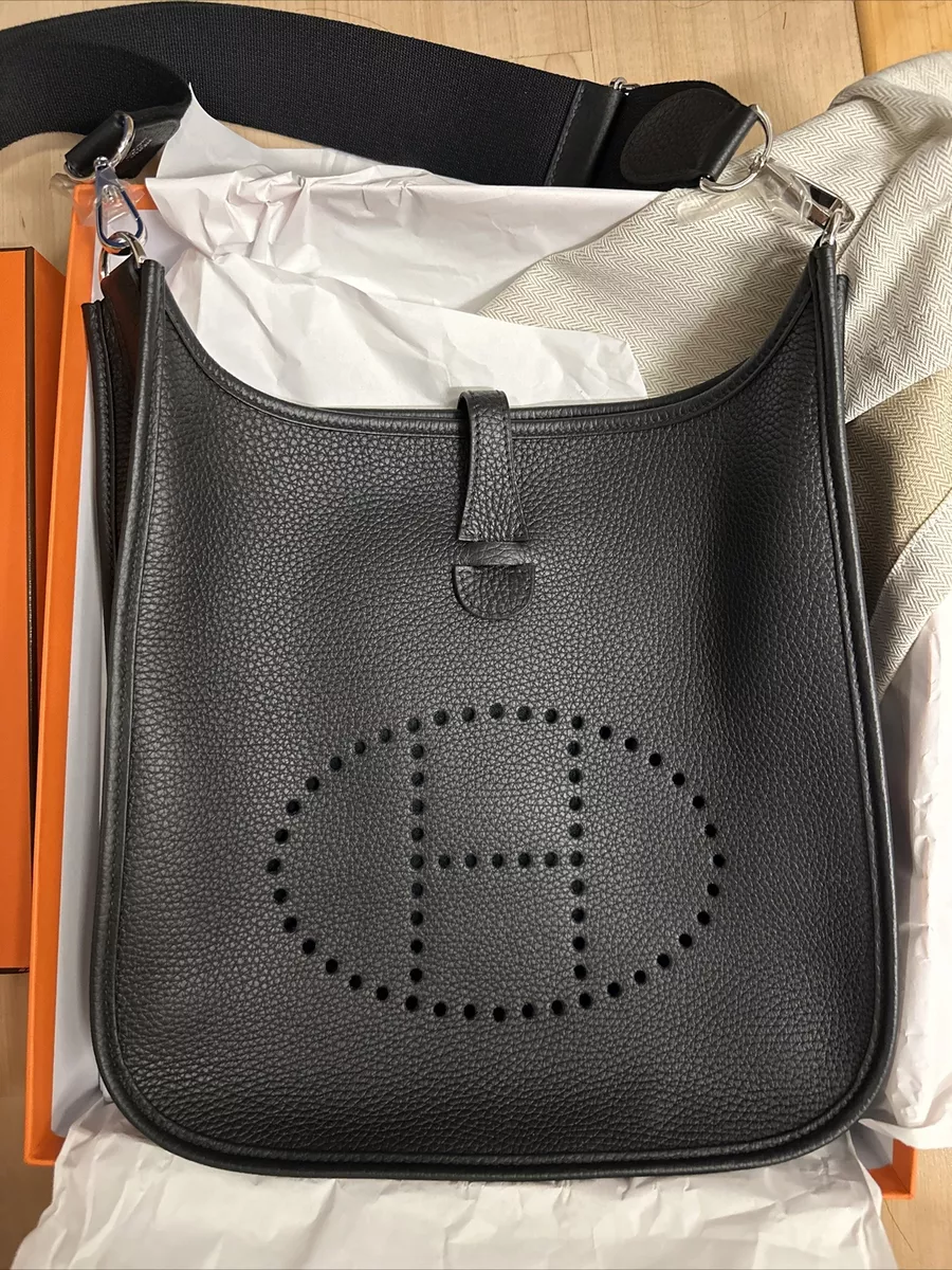 100% Authentic HERMES EVELYNE 29 III PM BLACK Silver HARDWARE