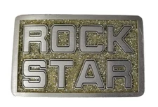 Vintage 2001 New Rock Star Tattoo Rockabilly Music Skater Glitter Belt Buckle