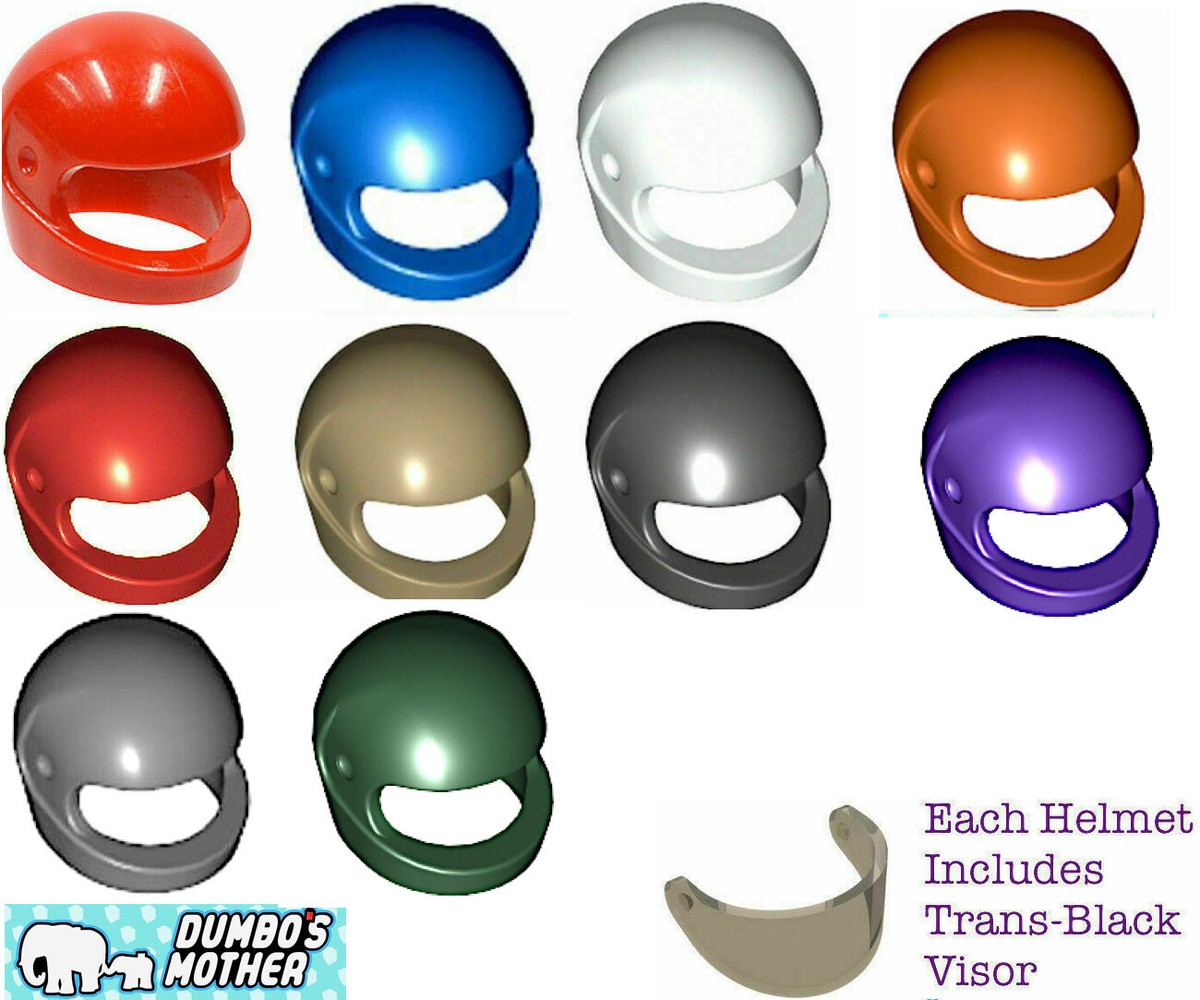 Lego Minifigure Helmet w/ Visor Motorcycle Crash Space Car Lego Minifigure Helmet w/ Visor Motorcycle Crash Space Car