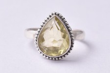 925 Sterling Silver Citrine Gemstone Handmade Rose Gold/Gold Plated Ring GRS1177