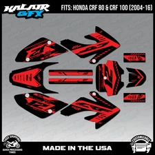 Graphics Kit for HONDA CRF80 CRF100 (2004-2016) Lethal Series - Red Shift