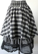 Les Ours Black and White Plaid, Checked and Organdy Tiered Skirt