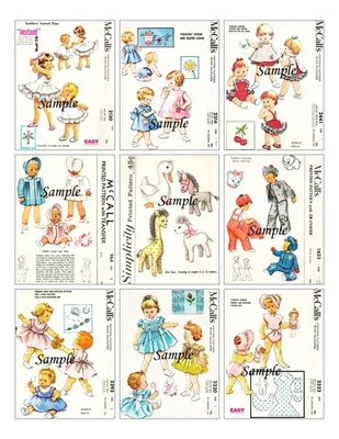 Children and Toys Vintage Sewing Pattern Theme 9 x Gift Tag Craft Card Topper - image 1 of 3