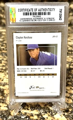 CLAYTON KERSHAW RC 2006 Just Minors GRADED GEM-MT 10 ROOKIE PREVIEW #JRPr-07 - Image 2 of 2