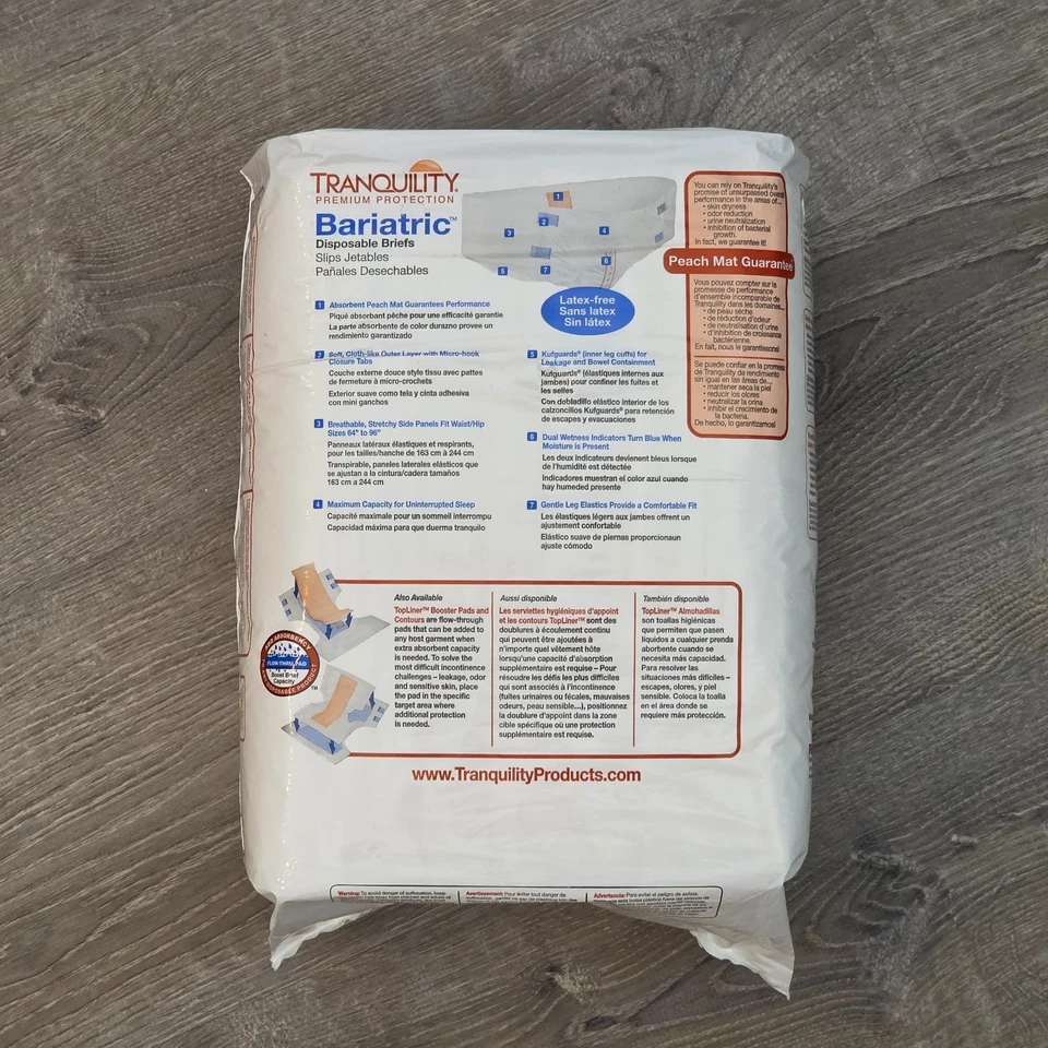 NUEVO Calzoncillos Bariátricos Tranquility 3XL XXXL 8 Ct Desechables Máxima Protección Nuevos en Paquete Foto 2 de 4