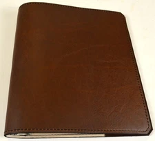 Soft Brown Leather 1" 3 Ring Notebook With 2 Pockets Handmade