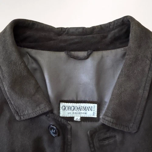 Vintage 90s Giorgio Armani Le Collezioni Brown Suede Leather Jacket Coat 44 image 3