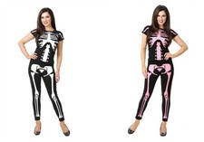Charades Women's Skeleton Costume Black White Small Size 5-7