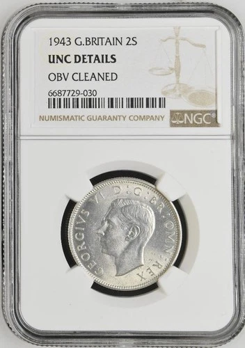 Great Britain 2 Shillings 1943 NGC Unc Details