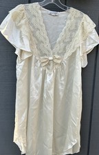 Lily Of France Vintage Babydoll Satin Nightgown Lace Trim Bridal Ivory USA