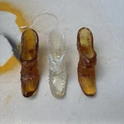 Lot of 3 Vtg Fenton Moonstone Art Glass Hobnail 2 Feline Cat Head Slipper Shoe