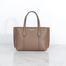 NWT 175548 Perry Small Triple Compartment Tote Shoulder Bag Letter Brown