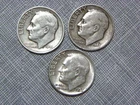 Roosevelt Dimes (Lot Of Three) : 1946 P, 1947 P, 1957 P.