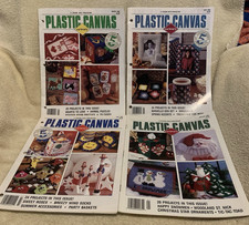 4 Pc 1994-1997 Leisure Arts Plastic Canvas Magazines Lot 15 - GUC