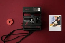 Vintage camera polaroid 635 cl supercolor red stripes instant film camera