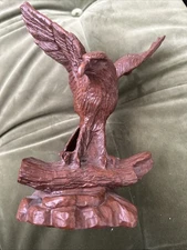 Vintage Red Mill MFG. Brown Wooden Eagle Statue Handcrafted USA 8.5” Tall 1994