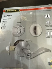 Defiant Naples Satin Nickel Single Cylinder Deadbolt Door Lever Set