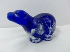 Fenton Vintage Hand-Painted Glass Cobalt Polar Bear Figure Signed Winter Scene