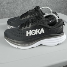 Hoka One One Bondi 8 Shoes Womens Size 8 Wide Black White Running Sneakers