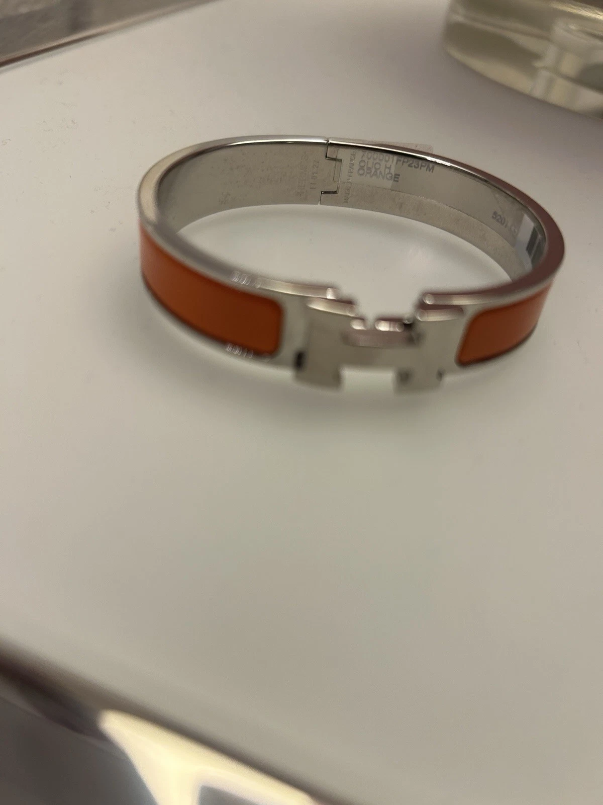 HERMÈS Clic Clac H' Smalto Arancione NUOVO DI ZECCA. Taglia PM 100% AUTENTICA!.