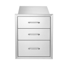 Outdoor Kitchen Stainless Steel Triple Access BBQ Drawers with Chrome Handle