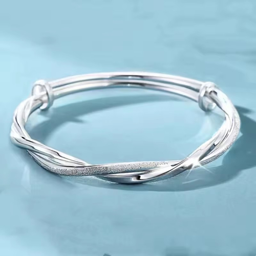 silver 925 entwined bangle bracelet gift birthday