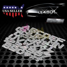 *Custom Crystal Alphabet & Number stickers 3D Car Auto Emblem letter Badge Decal
